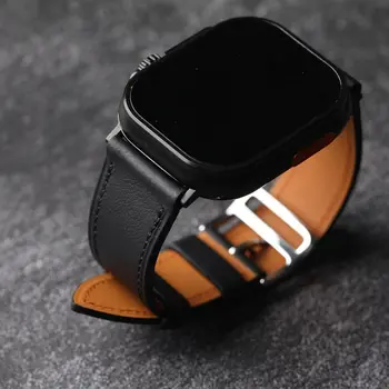 Rankų darbo prancūziškas karvės odos obuolio dirželis 45MM 49MM tinka Apple laikrodžių serijai Ultra 2 S9 madingas dirželis
