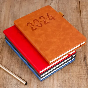 Nauja 365 dienų PU odinio kalendoriaus knyga 2024 A5 sąsiuvinis Studentų planuotojas Verslo darbotvarkė Knygų biuras Gražūs reikmenys Mokyklos dovanos