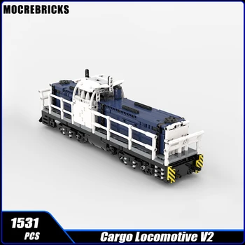 MOC-135727 Miesto geležinkelio traukinys Krovininis lokomotyvas V2 Buzz statybinių blokų technologijos surinkimo modelis Kaladėlių žaislas Vaikų dovanos