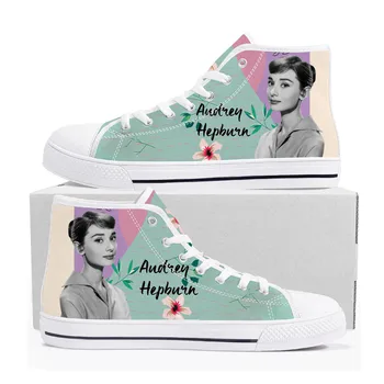Audrey Hepburn Aukšti viršutiniai sportbačiai Vyrai Moterys Paauglių drobė Aukštos kokybės sportbačiai Laisvalaikio pagal užsakymą pagaminti batai Pritaikyti 