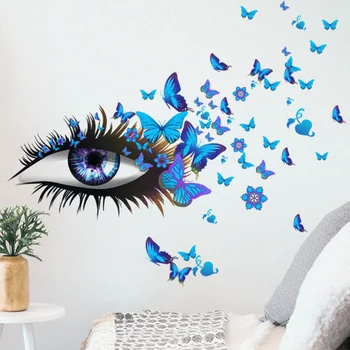 Akių blakstienų drugelio sienos lipdukas Animacinis filmas Vaikų miegamojo fono dekoravimas Darželio klasės lipdukai nuimami