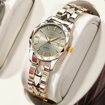 Prabangūs krištoliniai moteriški laikrodžiai 2023 m. Auksinė apyrankė Nerūdijančio plieno mada Neperšlampamos ponios Kvarcinis rankinis laikrodis Moteriško laikrodžio dovanos