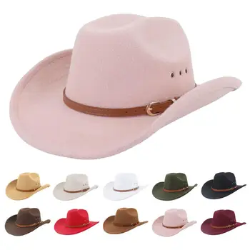 Veltinio skrybėlė Minkšta kaubojiška skrybėlė Vienspalvė apsauga nuo saulės Madinga Vakarų kaubojus Kaubojus Fedora skrybėlė
