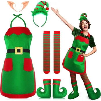 Kalėdinės virtuvės prijuostės Kalėdiniai drabužiai Naujos kalėdinės dekoracijos Šeimos vakarėlių daiktai Kepurės