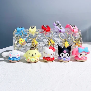 Anime Sanrio Hello Kitty Key Keychain Kuromi Melody Cinnamoroll Pom Pom Purin Toys Kawaii Pakabukų lėlės Automobilio raktų žiedas Mergaitės dovana