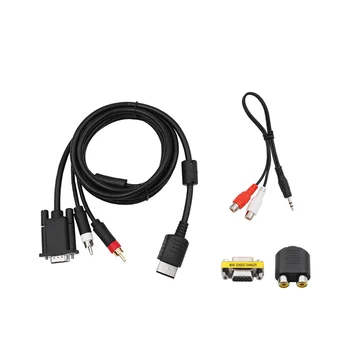 VGA kabelis, skirtas SEGA Dreamcast didelės raiškos +3,5 mm į 2 vyrų RCA adapterio žaidimų konsolę HD adapterio kabelis