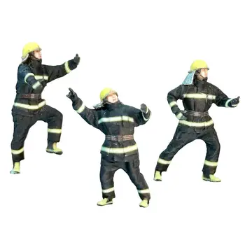 3 vienetai Miniatiūrinės ugniagesių figūrėlės Tikroviški kolekcionuojami daiktai Modelis Traukiniai Žmonių figūros 