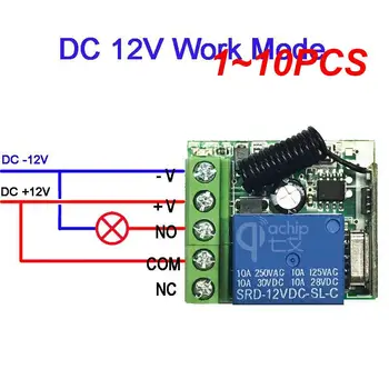 1 ~ 10PCS MHz rf nuotolinio valdymo pultas DC 12V 24V 10A 1CH relės imtuvas universaliam garažui / durims / šviesai / LED / ventiliatoriui / varikliui / signalui