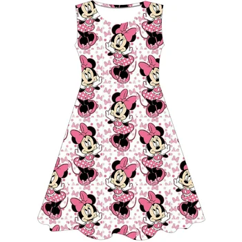 Minnie Mouse Girls Casual Dresses 2022 Naujos vasaros vaikų kūdikių gėlės Spausdinti suknelių kostiumus Gimtadienio vakarėlis Disney serijos sijonai