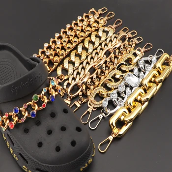 Prabangi grandinėlė nuimama auksinė metalinė grandinėlė Croc Charm batų dekoravimo aksesuarai vyrams Moteriški skylėti batai basutės birios 1vnt