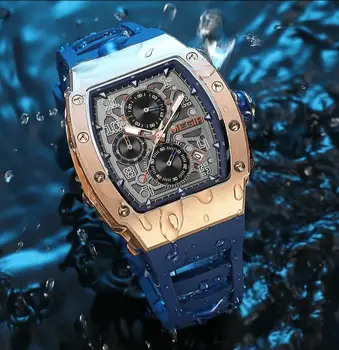 Fashion Quartz vyriški rankiniai laikrodžiai Sportiniai silikoniniai dirželiai Vandeniui atsparus daugiafunkcinis tonažas Šviečiantis automatinis pasimatymas Man laikrodžiai Karštas išpardavimas