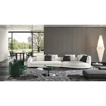 baltas lininis u formos sofos komplektas prabangus modernus segmentinis kampinis sofos sofa