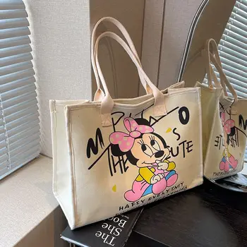 Disney animacija didelės talpos drobės moteris Mikis ir Minnie pečių krepšys studentų klasės nešiojamos rankinės pirkinių krepšio dovana