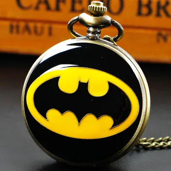 Classic Hero Dark Bat Badge Quartz kišeninis laikrodis Vintažinė apyrankė Juosmens pakabuko aksesuarai Vyrai ir moterys Dovana reloj hombre