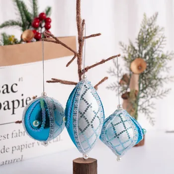 Kalėdų eglutė Pasipuoškite putų kamuoliu Kalėdinė dekoracija Subtilus mėlynas kalėdinis kamuolys Kabantis ornamentas Kalėdiniai papuošalai