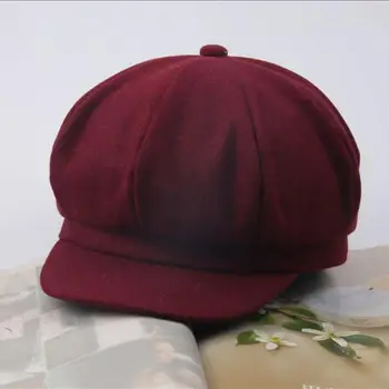 Hat Solid Color Cap Fashion Beret Hat Kids Adult Unisex Octagonal Peaked Painter Beret Hat