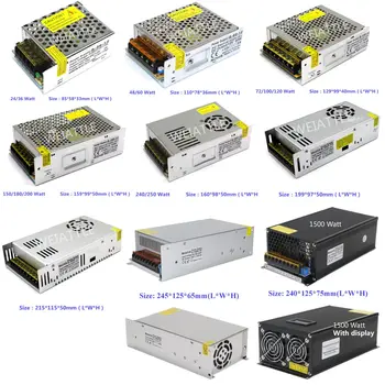 Perjungimo maitinimo šaltinio šviesos transformatorius AC 110V 220V DC 5V 12V 24V 36V 48V 60W maitinimo šaltinio adapteris LED juostos vaizdo stebėjimo sistemai