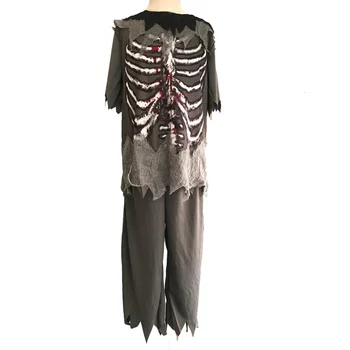 Vyriškas zombių kostiumas, vaikiškas vaiduoklis Helovino kostiumas, COSPLAY vakarėlis siaubingas kruvinas skeletas, kostiumas