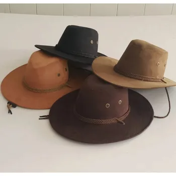 Vyrų vasaros skrybėlė nuo saulės Vienspalvė šauni vakarietiška kaubojiška skrybėlė Paprasta vientisos spalvos vyriška smailiaplaukė kepurė Didelė vakarietiška virvė Riterio kaubojaus skrybėlė