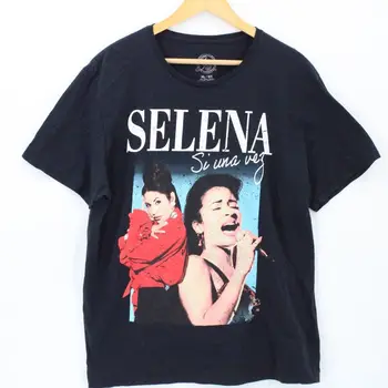 Official Selena Shirt Mens Black Short Sleeve Big Logo Graphic Cotton Size XL ilgomis rankovėmis