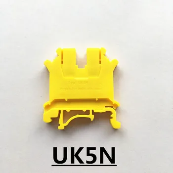 10Vnt raudona & geltona spalva Gnybtų blokai UK5N Laidų plokštės jungties gnybtai 4mm kvadratinės įtampos varinė dalis CE sertifikavimas