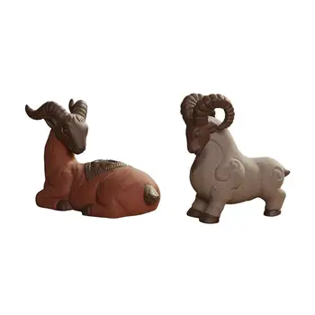 Molinė ožka Mini arbata Naminių gyvūnėlių figūrėlės priedai Mažo gyvūno statula Meninė žavinga Kung Fu arbata Naminių gyvūnėlių modelis jogos kambario lentynai