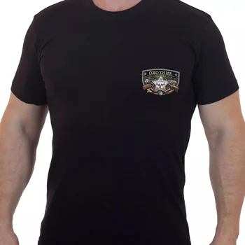 Geriausias medžiotojo ženklelis Rusijos medžioklės dovanų marškinėliai 100% medvilniniai marškinėliai trumpomis rankovėmis O kaklo laisvalaikio vyriški marškinėliai Naujas dydis S-3XL