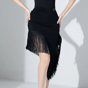 Netaisyklingas kutas Lotynų Šokio sijonas Moterys Juodas ChaCha Konkurso sijonas Rumba Praktika Dėvėti Sambos spektaklio kostiumą YS4776