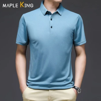 Summer Thin Breathable Mens Business Polo marškinėliai Aukštos kokybės atlapai trumpomis rankovėmis Laisvalaikio marškiniai Vyrai Didelis dydis 4XL Ropa Hombre