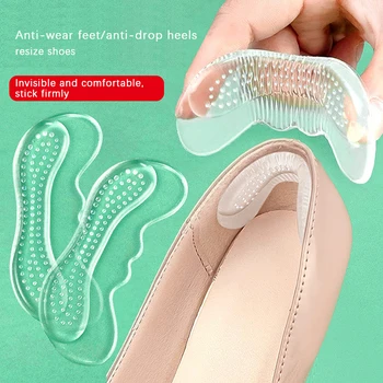 Silikoniniai gelio vidpadžiai batams Moterys Aukštakulnių įdėklų rankenos Apsauginis lipdukas Anti-Wear Bat Heel Pad Pėdų skausmo malšinimo įdėklai