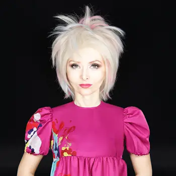Weird Barbie Cosplay Wig Blonde Mixed Blue and Pink Highlight Perukas moterims Helovinas