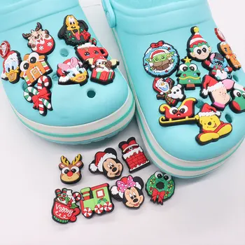 Didmeninė prekyba 50vnt Batų pakabukai Kalėdos Mikis Minnie Donald Duck dygsnio PVC batų sagtys Dekoravimas Tinka Croc Jibz Kids X-max dovana