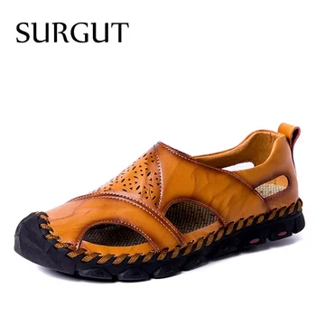 SURGUT vasaros vyrai Natūralios odos sandalai Klasikiniai vyriški batai Vyrai Romėnai Patogi vaikščiojimo avalynė Šlepetės Sandalai Didelis dydis 48