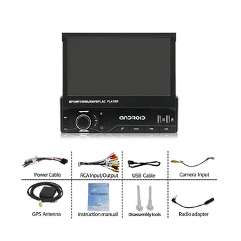 Single Din Touchs n Car Stereo with Carplay, 7Inch motorizuotas atverčiamas galvos blokas, veidrodinė nuoroda o imtuvas FM/AM USB
