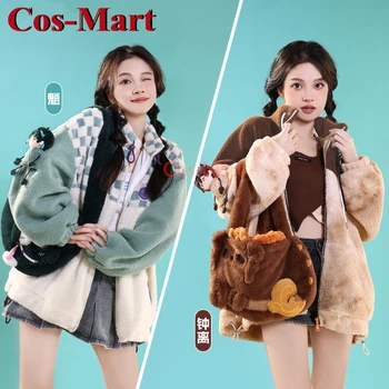 Cos-Mart Hot Game Genshin Impact Xiao/Zhongli Cosplay kostiumas Sweet Loose Winter Plush Coat Activity Party vaidmenų žaidimų drabužiai