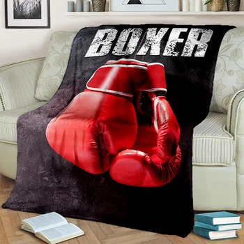 Boxer Fight HD Bokso pirštinės 3D antklodė, minkšta antklodė namų miegamajame Lova Sofa Piknikas Kelionės Biuro poilsio dangtelis Antklodė Vaikas