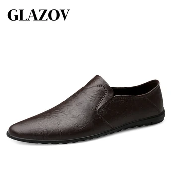 Natūralios odos vyriški laisvalaikio batai Prabangus prekės ženklas 2019 Vyriški loaferiai Mokasinai Kvėpuojantis slydimas ant juodų vairavimo batų plius dydis 37-47