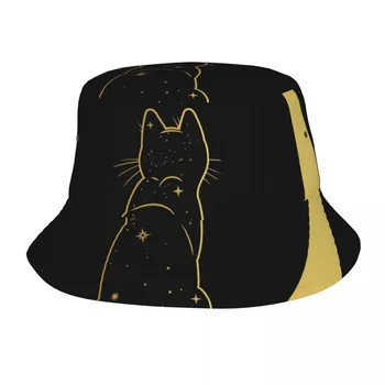 Katė, sėdinti ant pusmėnulio Mėnulio žvejo kepurė Hip Hop Gorras Vasaros Unisex kaušas Kepurė Lauko paplūdimys Kempingas Žygiai Žvejybos kepurės