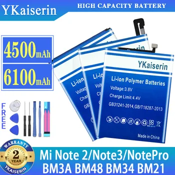 YKaiserin BM3A BM48 BM34 BM21 akumuliatorius Xiaomi Mi Note 2 3 Note2 Note3 Note Pro pakaitiniai ličio polimerų bateria nemokami įrankiai