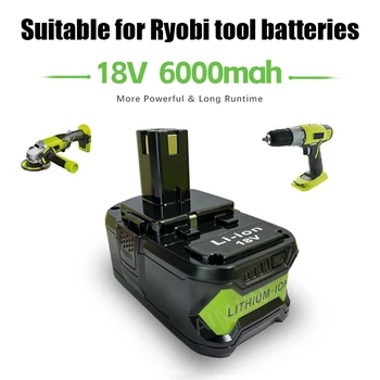 18V 6.0 AH Ryobi ličio jonų elektrinių įrankių baterija, tinkama belaidžiams elektriniams įrankiams
