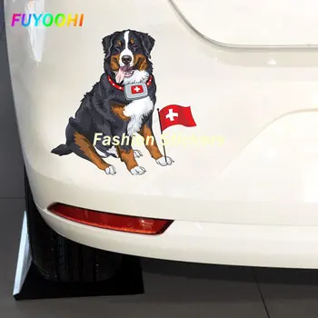 FUYOOHI juokingas lipdukas Laimingas Berno kalnų šuo su pirmosios pagalbos rinkiniu Priedai Pegatinas Para Coche 