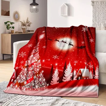Kalėdinis vežimas Mikropluoštas Minkštos mėtomos antklodės lovai Lovatiesė Sofa Dekoratyvinis kempingas Piknikas Žieminė šilta antklodė