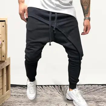 Stilingos vyriškos kelnės Sutraukiama gatvės apranga Hip Hop Suvarstomos dvisluoksnės kelnės