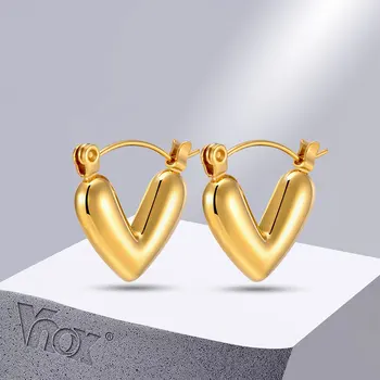 Vnox madingi širdies meilės auskarai moterims,aukso spalvos nerūdijančio plieno lankelio auskarai,Valentino motinos dienos gimtadienio šventės dovanos