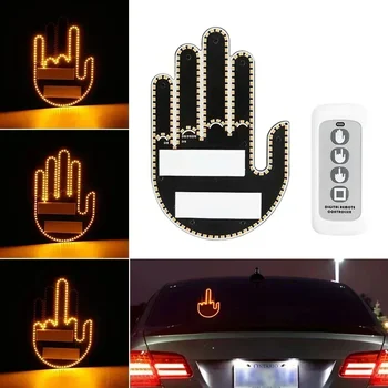 Vidurinio piršto gesto lemputė automobiliui LED rankų gestų ženklo lemputė Juokinga įspėjamoji lemputė su nuotolinio valdymo pultu galiniam langui
