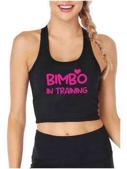Bimbo treniruočių dizaine Sexy Slim Crop Top Hotwife Humorous Fun Flirty Style Tank Tops Swinger Naughty Training Camisole