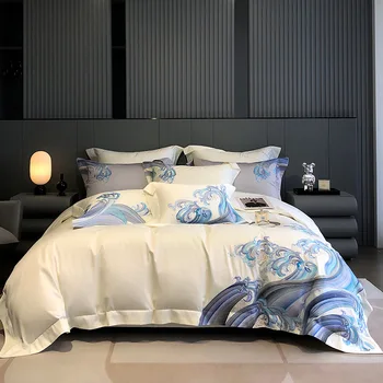 Pavasario vasara nauja kiniška medvilnė 4 Dalių komplektas siuvinėta medvilne Antklodės užvalkalas lovos paklodė pagrindinis miegamasis namų tekstilinė patalynė