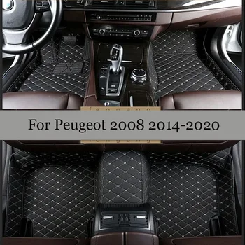 100% tinka pagal užsakymą pagamintas odinis automobilių grindų kilimėlis Peugeot 2008 2014 2015 2016 2017 2018 2019 2020 kilimai kilimėliai pėdų pagalvėlės priedai