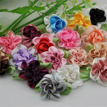 10vnt kaspininės gėlės su lapais rankų darbo gėlės drabužiai siuvimo aplikacijos 