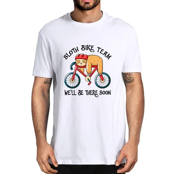 Dviračių tinginio dviračių komanda Mes netrukus būsime ten Važiavimas dviračiu Juokinga vasara Vyriški 100% medvilniniai marškinėliai Unisex Humoras Gatvės apranga Moterys